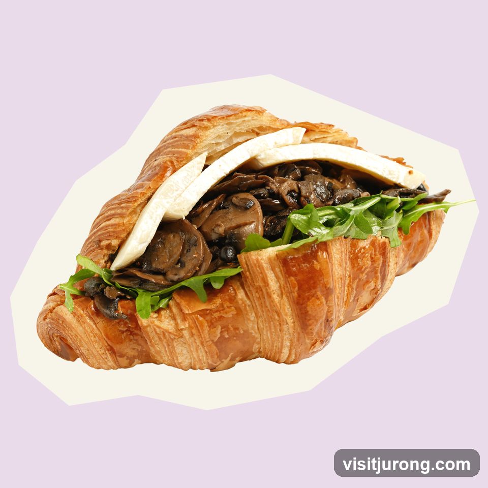 Mushroom and Cheese Croissant Sandwich
