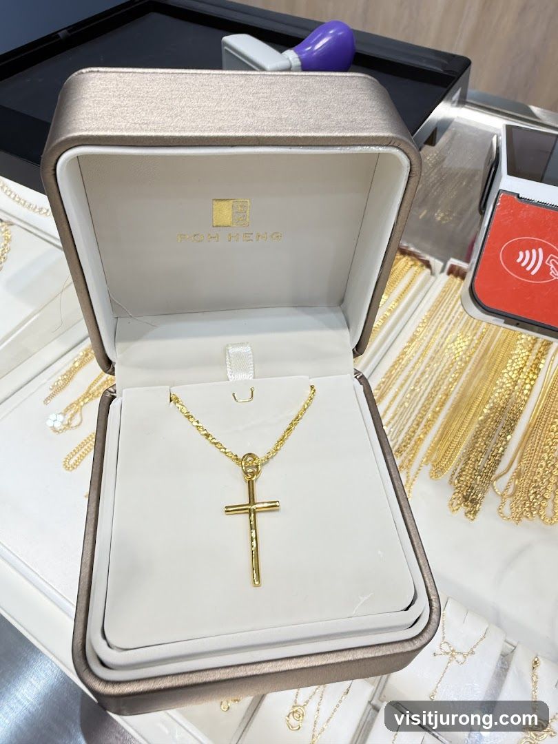 Gold Cross Necklace in Display Box