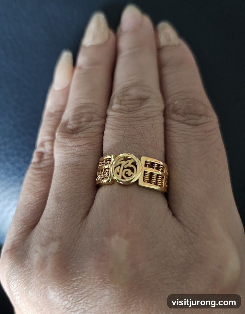 Gold Ring with Abacus and Chinese Character