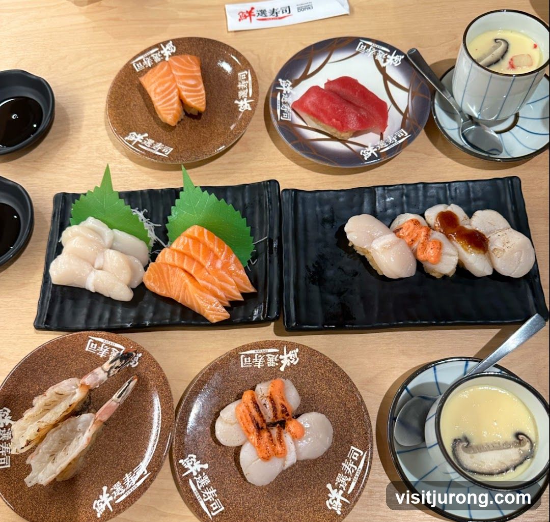 Assortment of Sushi and Steamed Egg Custard