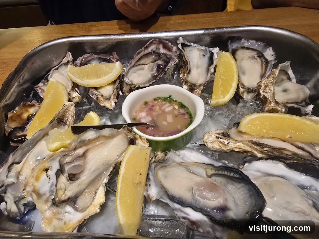 Oysters on Ice with Lemon and Sauce