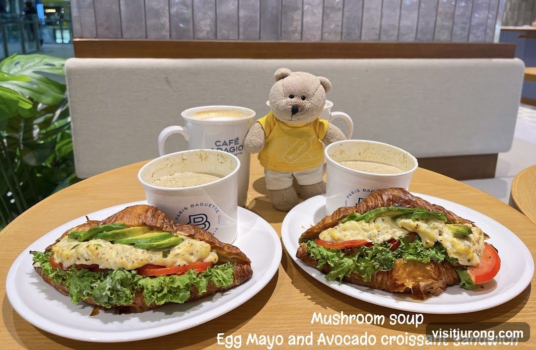 Paris Baguette Croissant Sandwiches and Coffee