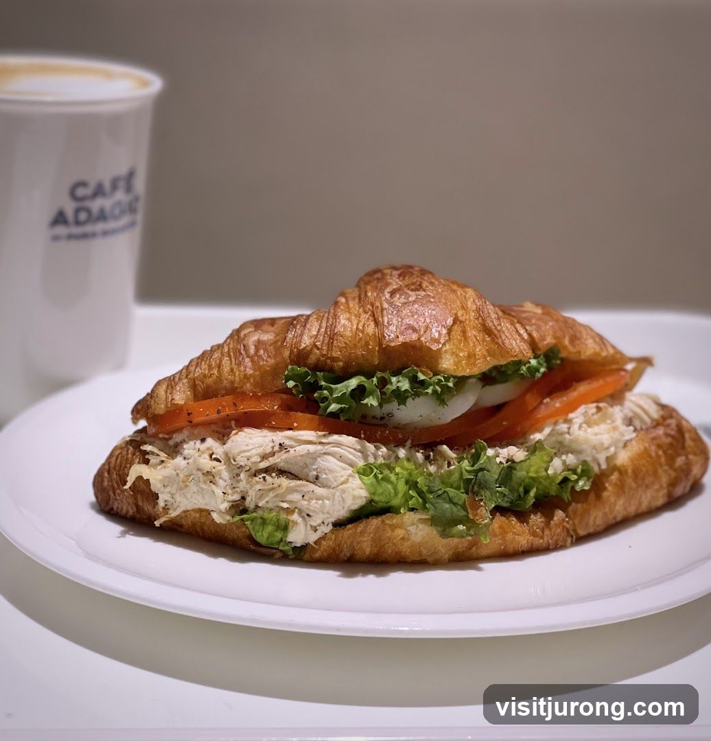 Croissant Sandwich and Coffee
