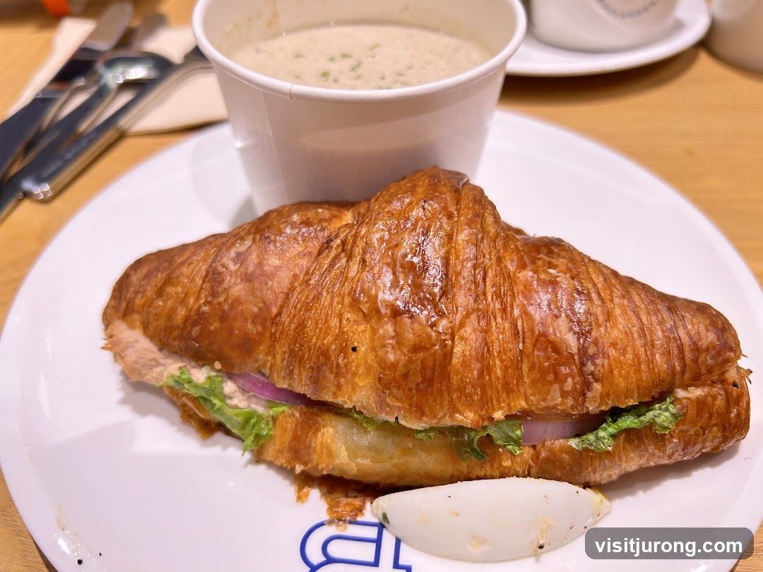Croissant Sandwich and Soup