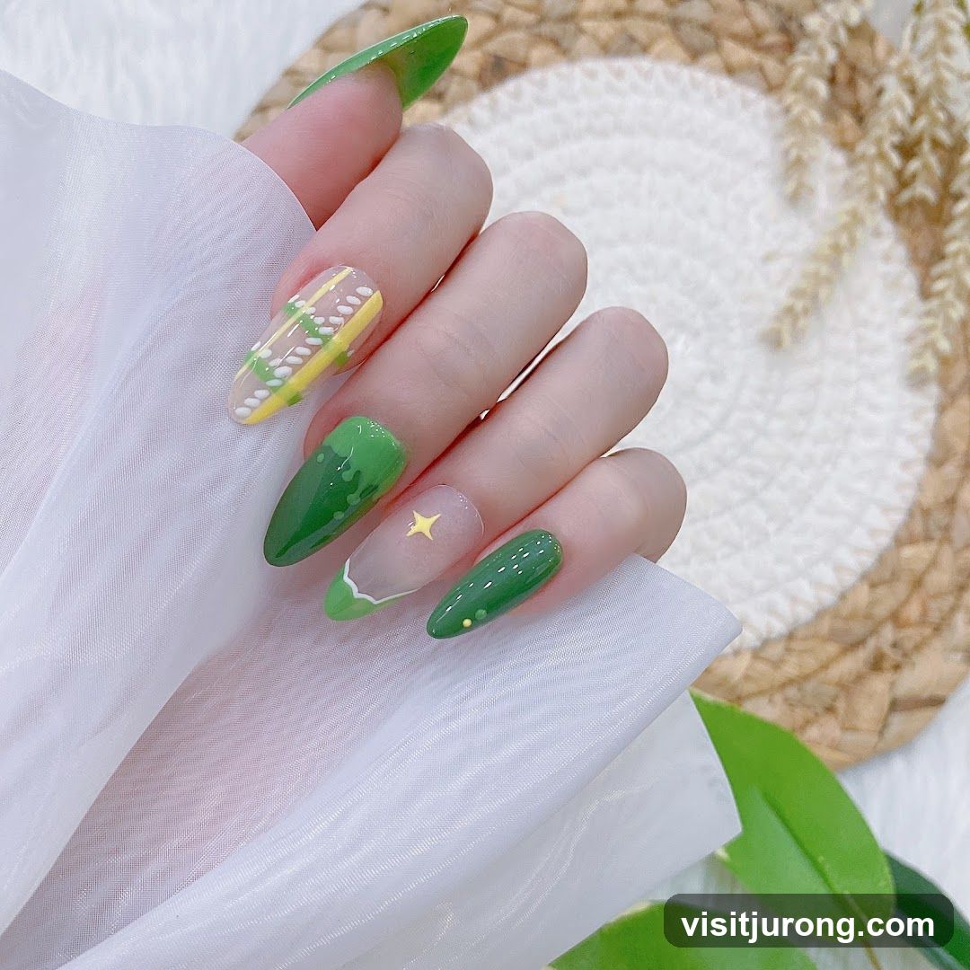 Green Themed Nail Art