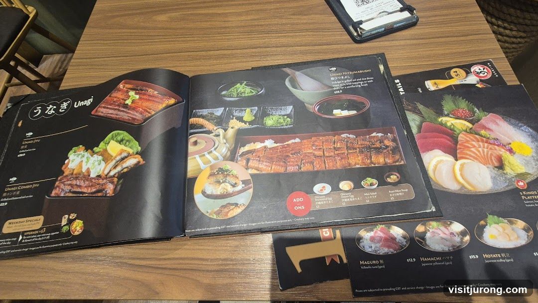 Unagi and Sashimi Menu