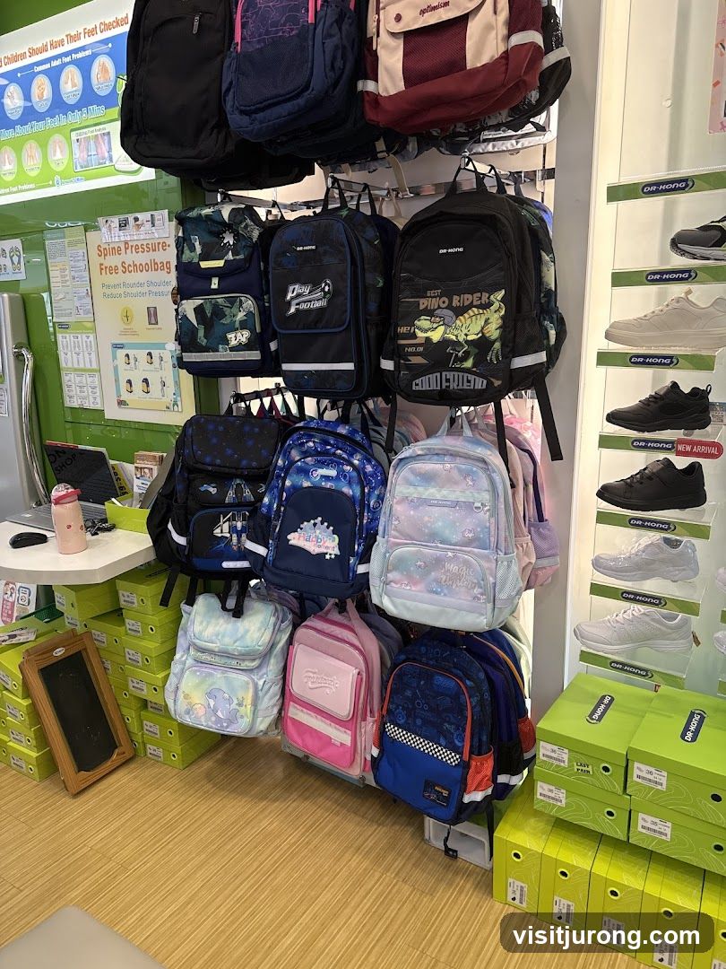 Backpacks and Shoes Display