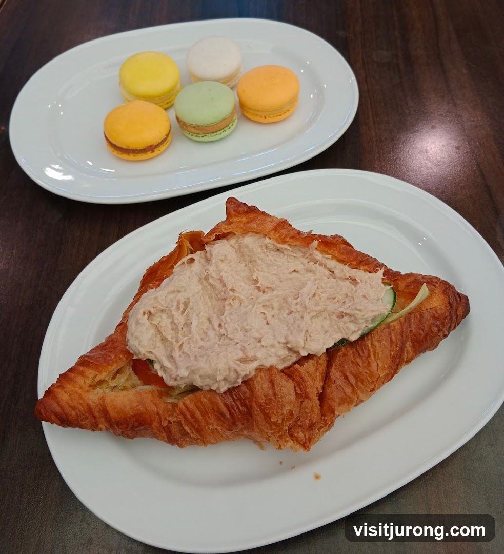 Croissant Sandwich and Macarons