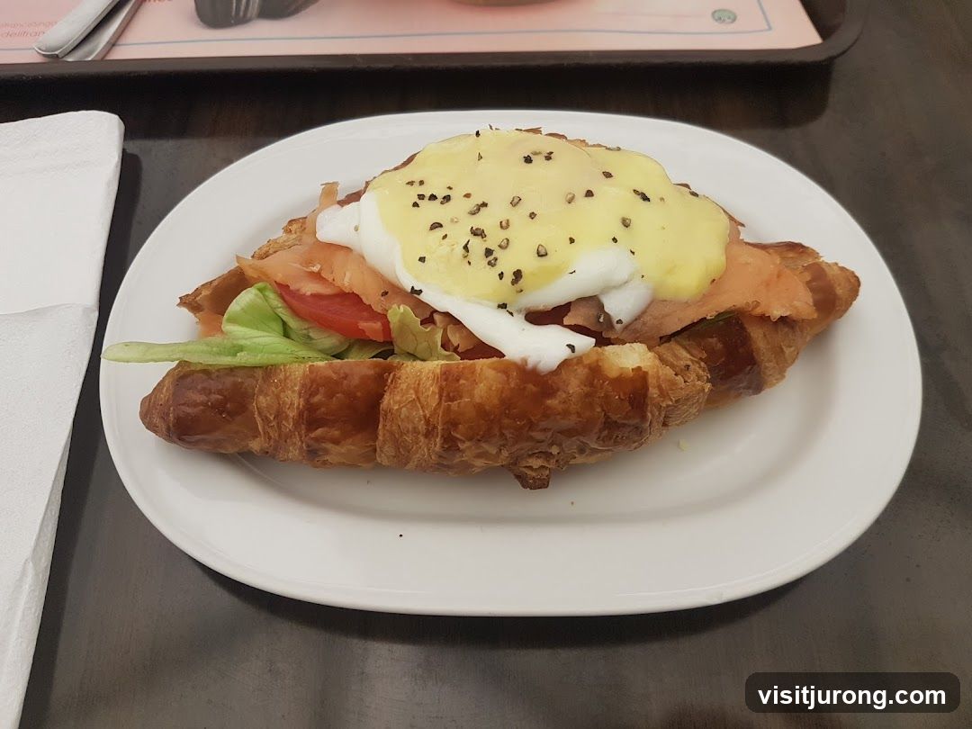 Croissant with Smoked Salmon and Eggs Benedict