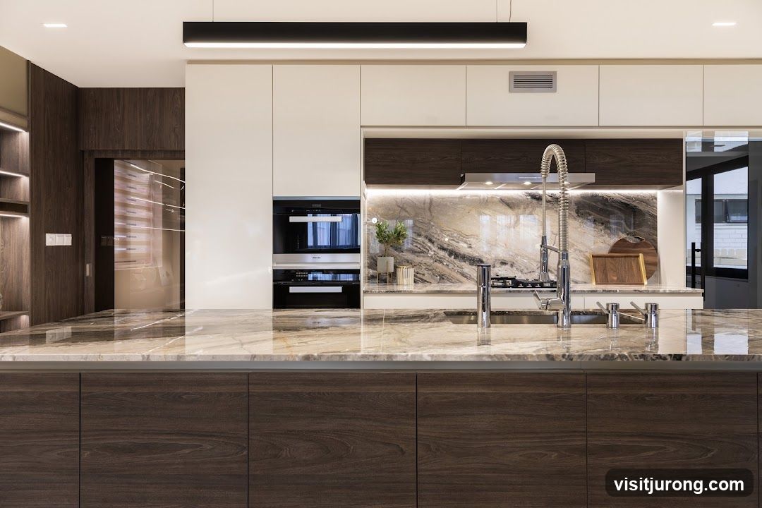 Modern Kitchen Island with Marble Countertops