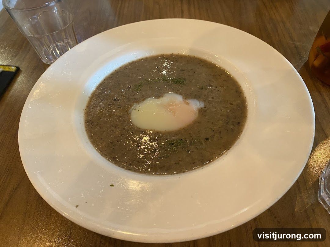 Mushroom Soup with Poached Egg