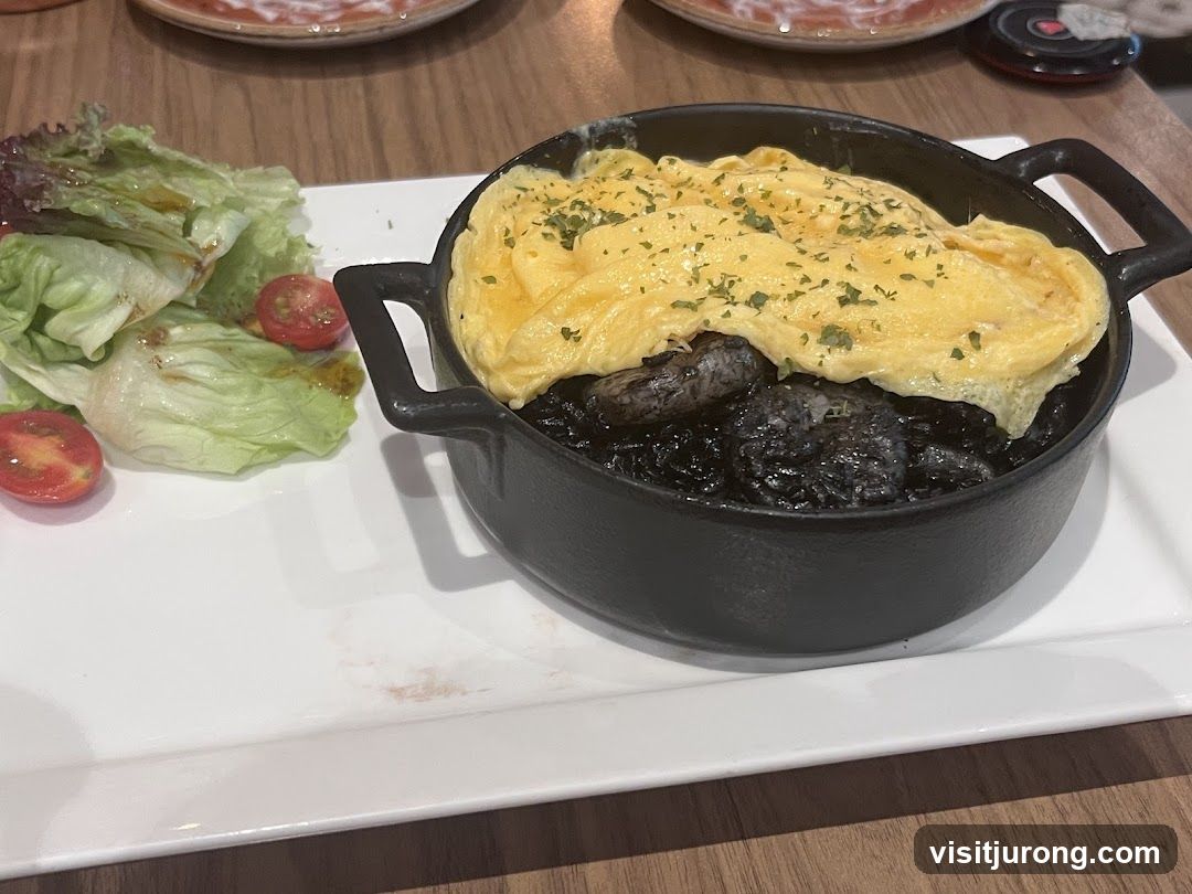 Scrambled Eggs with Black Rice and Salad