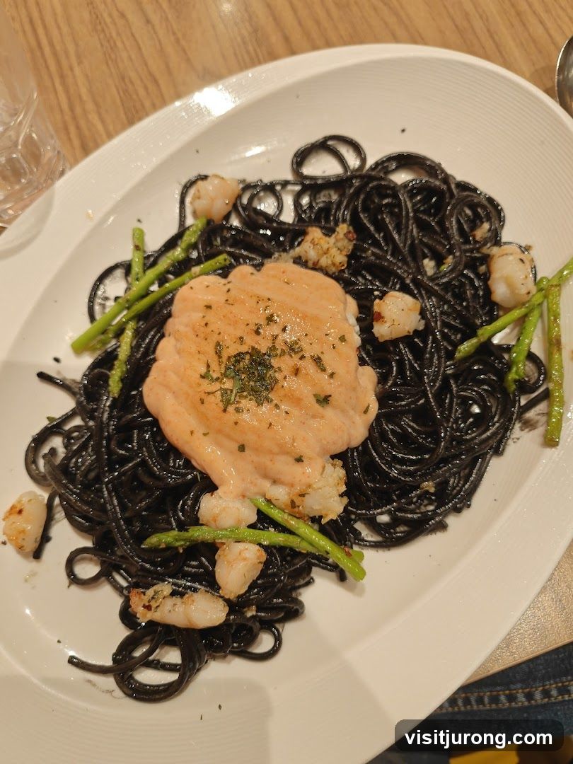 Black Spaghetti with Salmon and Shrimp