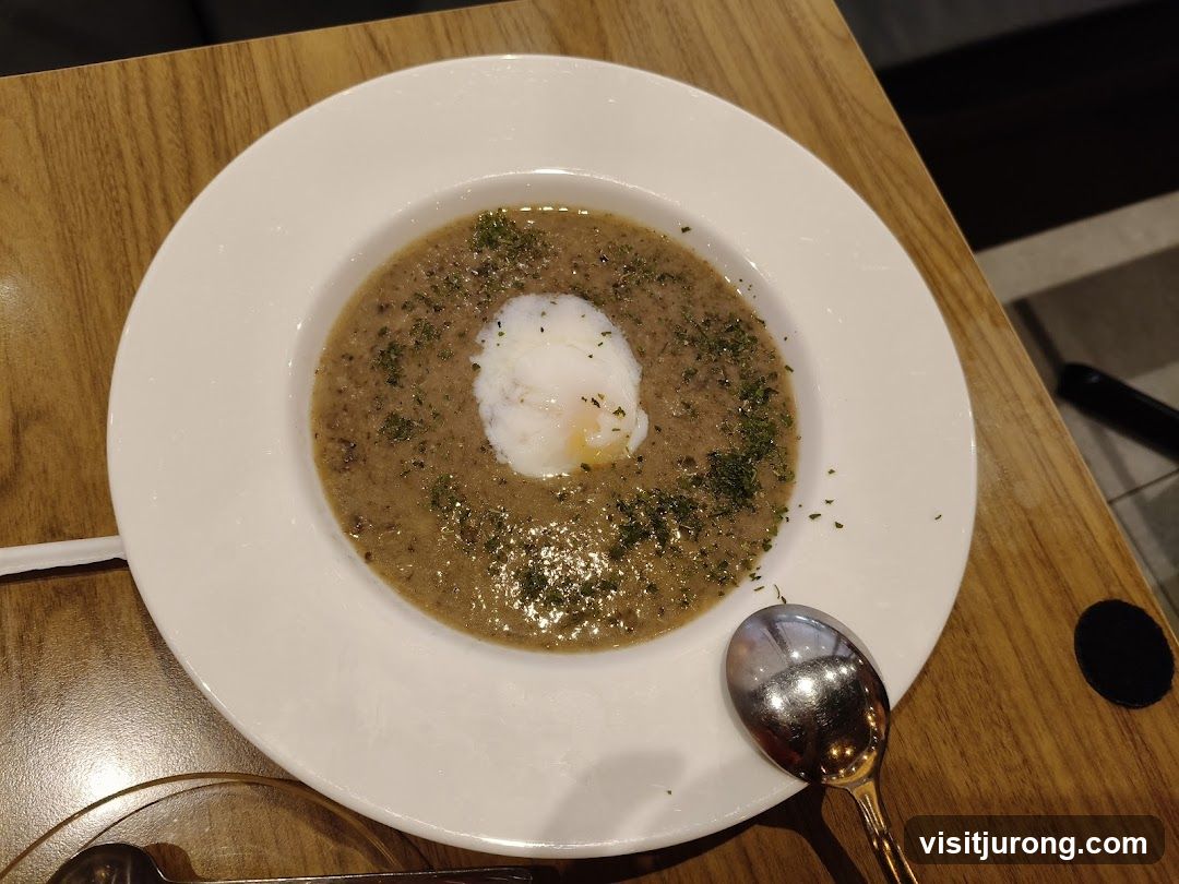 Mushroom Soup with Poached Egg