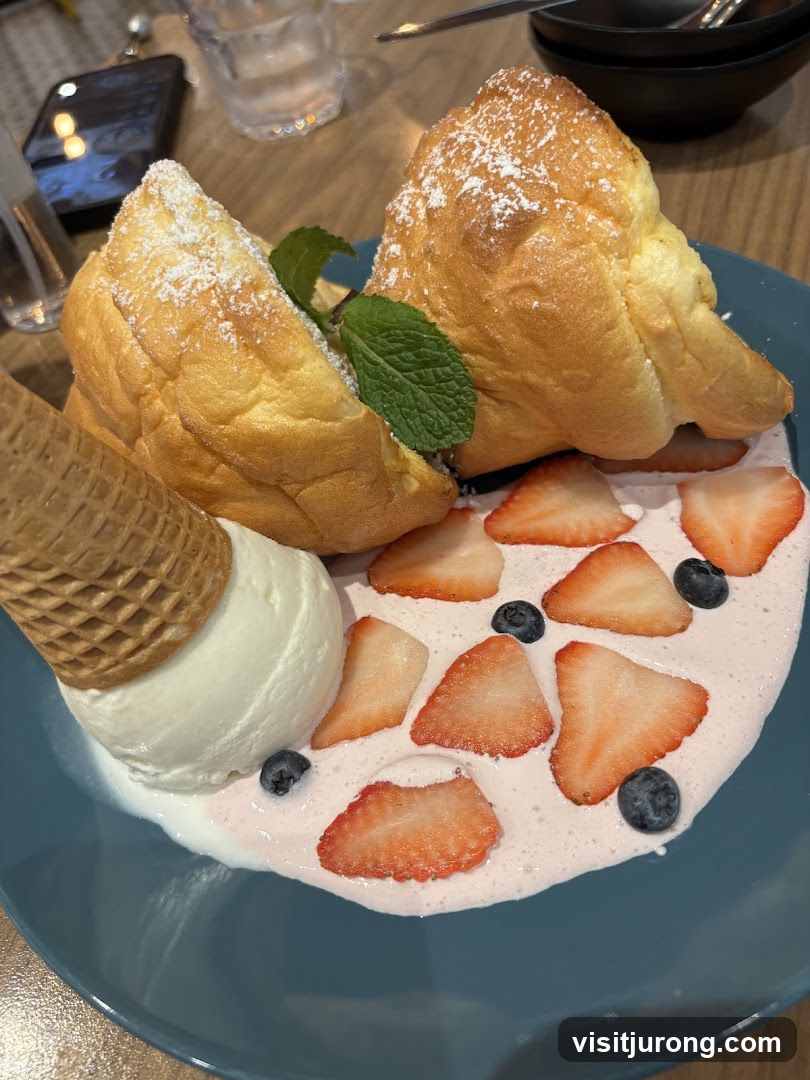 Dessert with Strawberries and Ice Cream