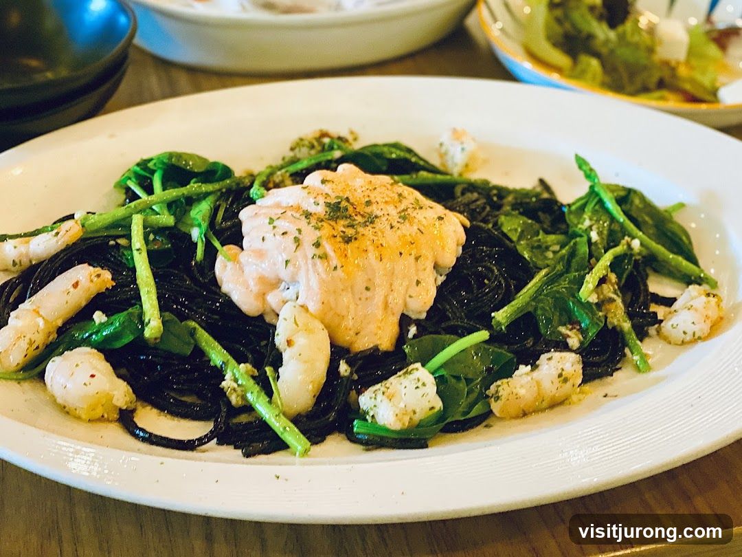 Black Spaghetti with Salmon and Shrimp