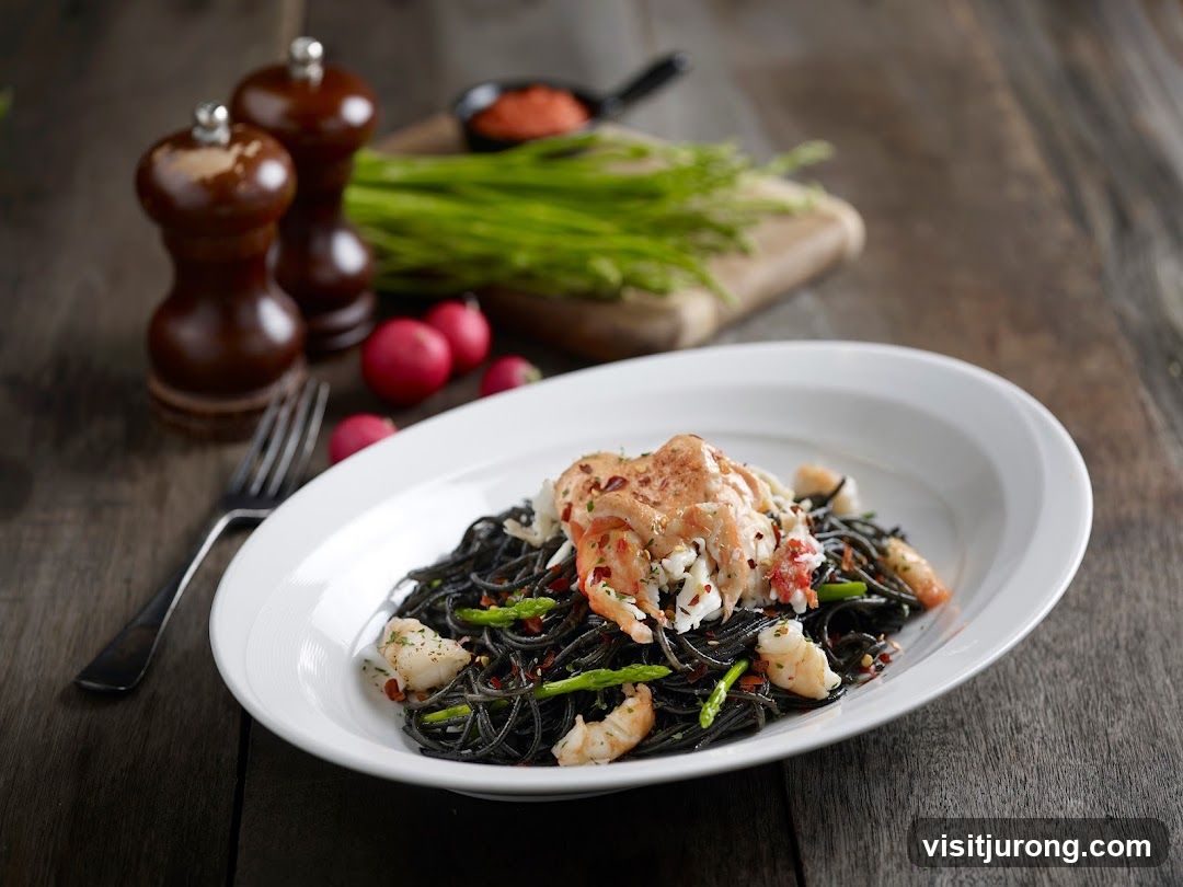 Black Spaghetti with Lobster and Asparagus