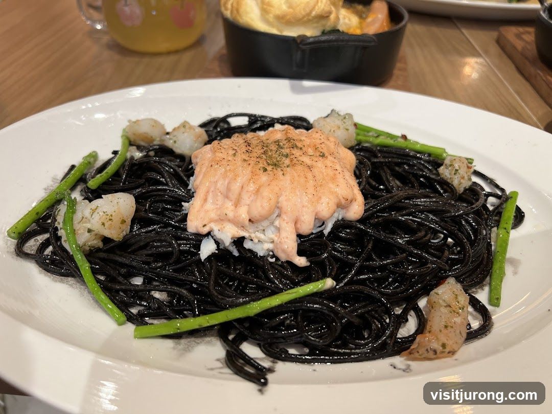 Black Spaghetti with Salmon and Shrimp