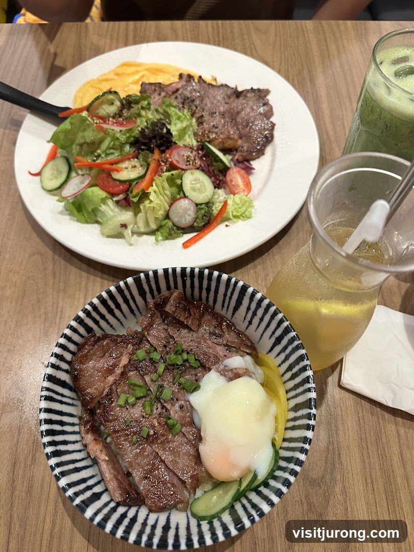 Steak and Rice Bowl with Salad