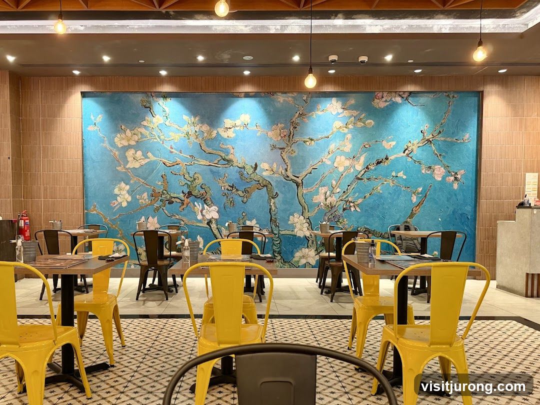 Restaurant Interior with Van Gogh Mural