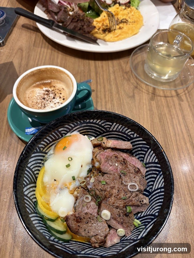 Steak and Egg Bowl with Coffee