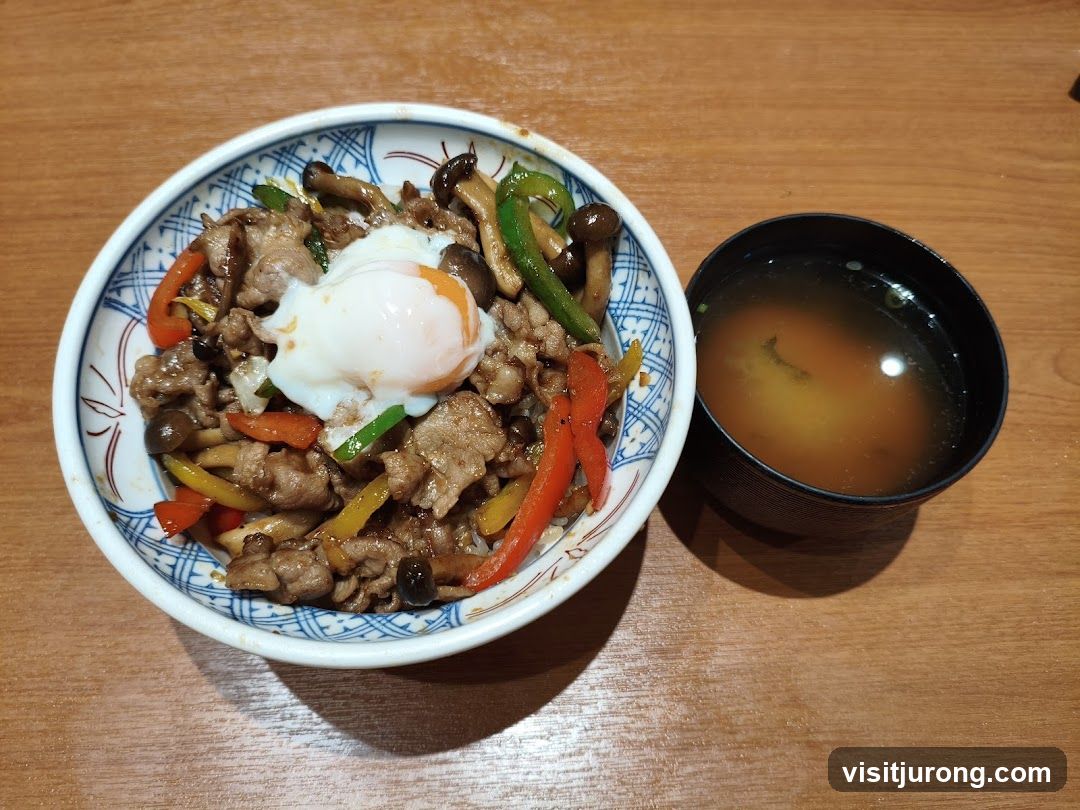 Stir-fried Pork and Vegetable Rice Bowl with Miso Soup
