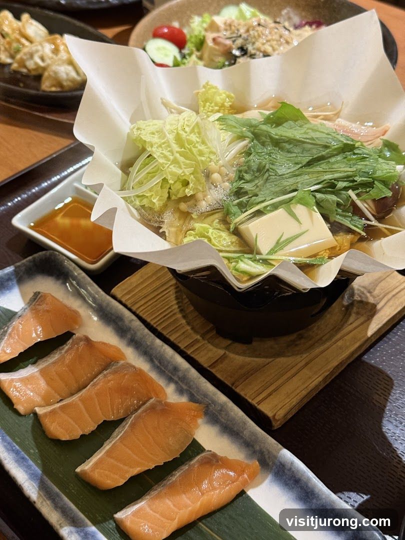 Salmon Sashimi and Hot Pot