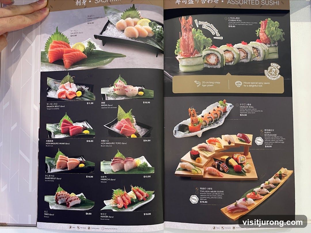 Sashimi and Assorted Sushi Menu