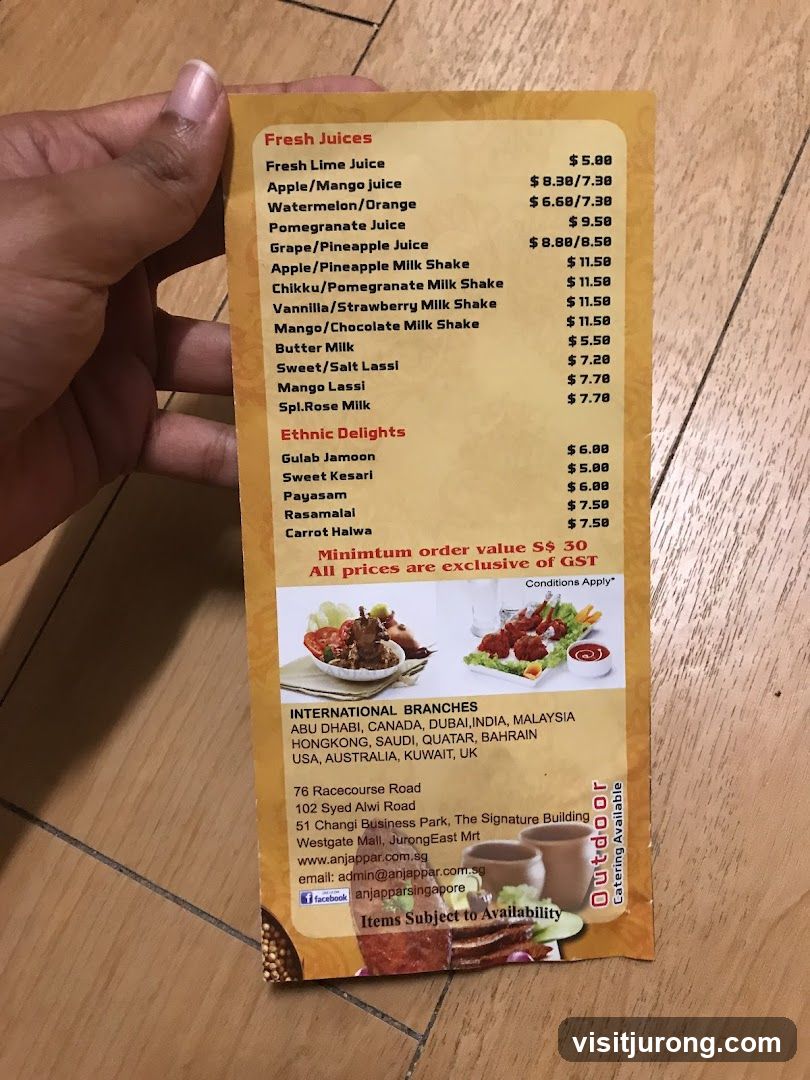 Anjappar Menu