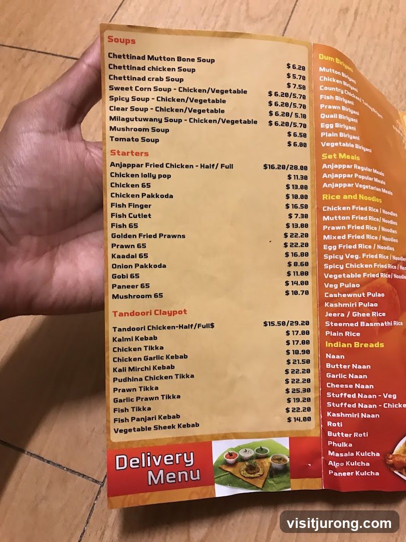 Anjappar Menu