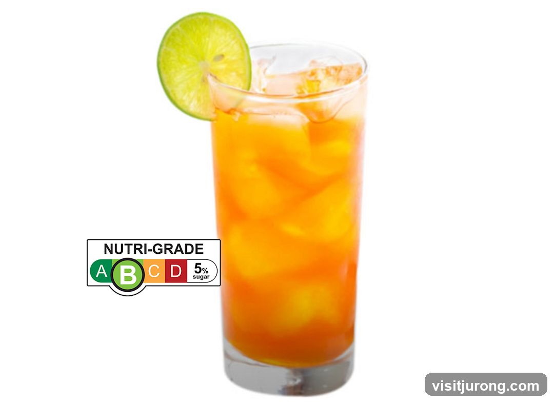 Orange Drink with Lime and Nutri-Grade Label