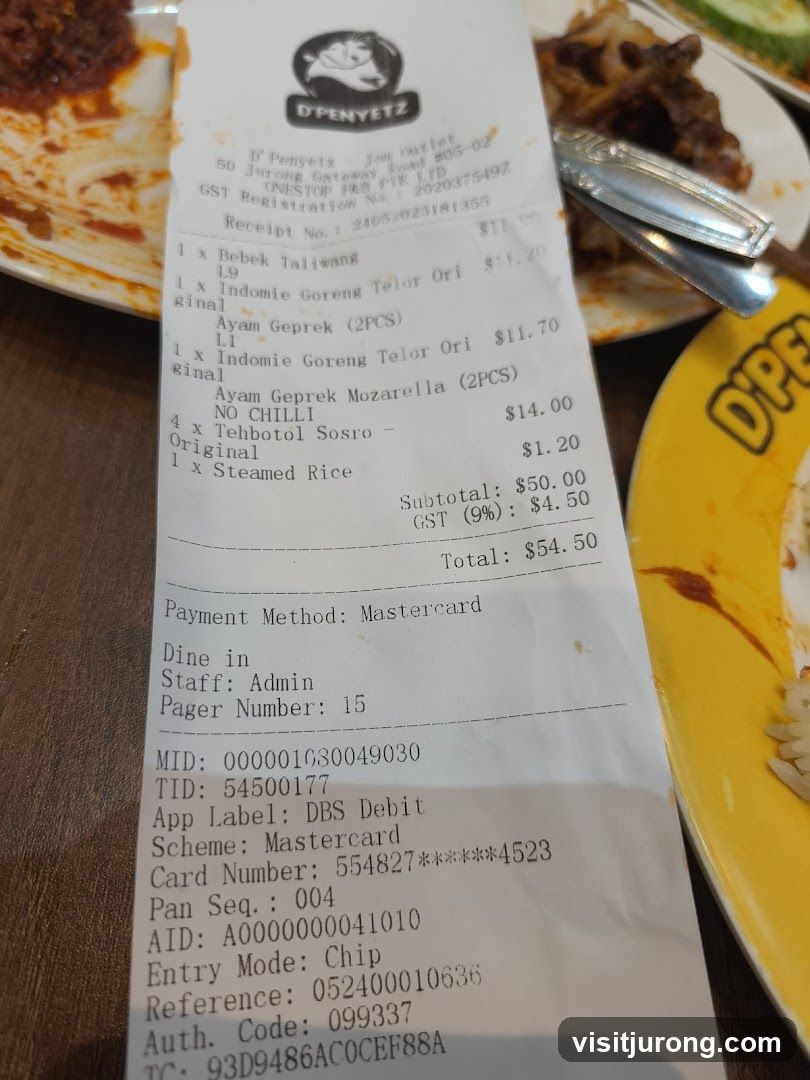 Receipt from D'Penyetz