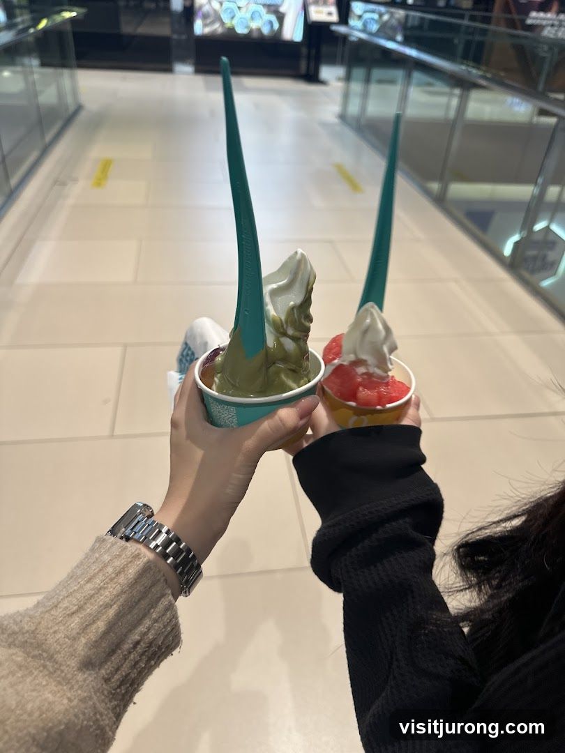 Two cups of soft serve ice cream
