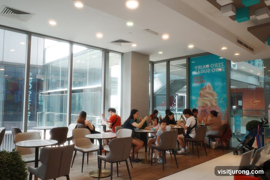 Interior of a cafe with customers