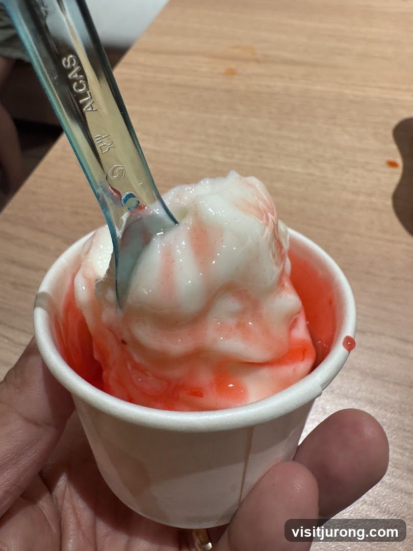 Ice Cream with Strawberry Syrup
