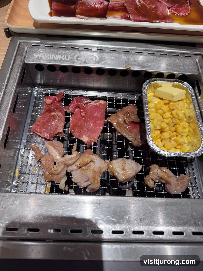 Yakiniku Grill with Meats and Corn