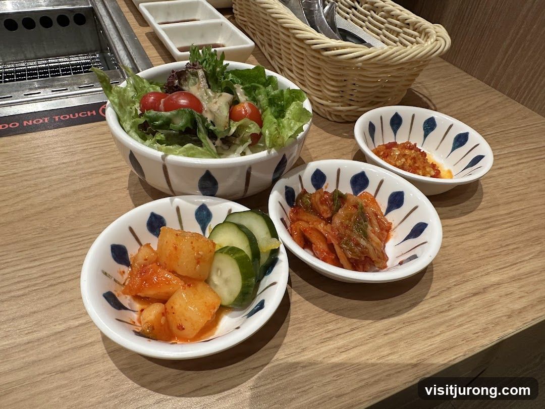Table Setting with Korean Side Dishes and Salad