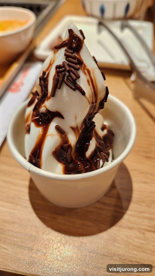Soft Serve Ice Cream with Chocolate Drizzle and Sprinkles