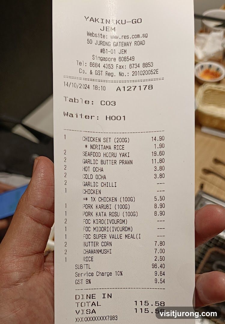 Receipt from Yakiniku-Go JEM