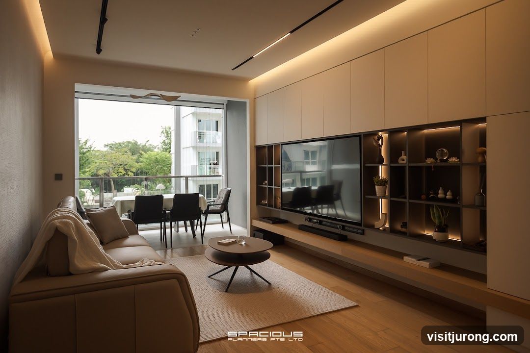 Modern Living Room with Balcony View