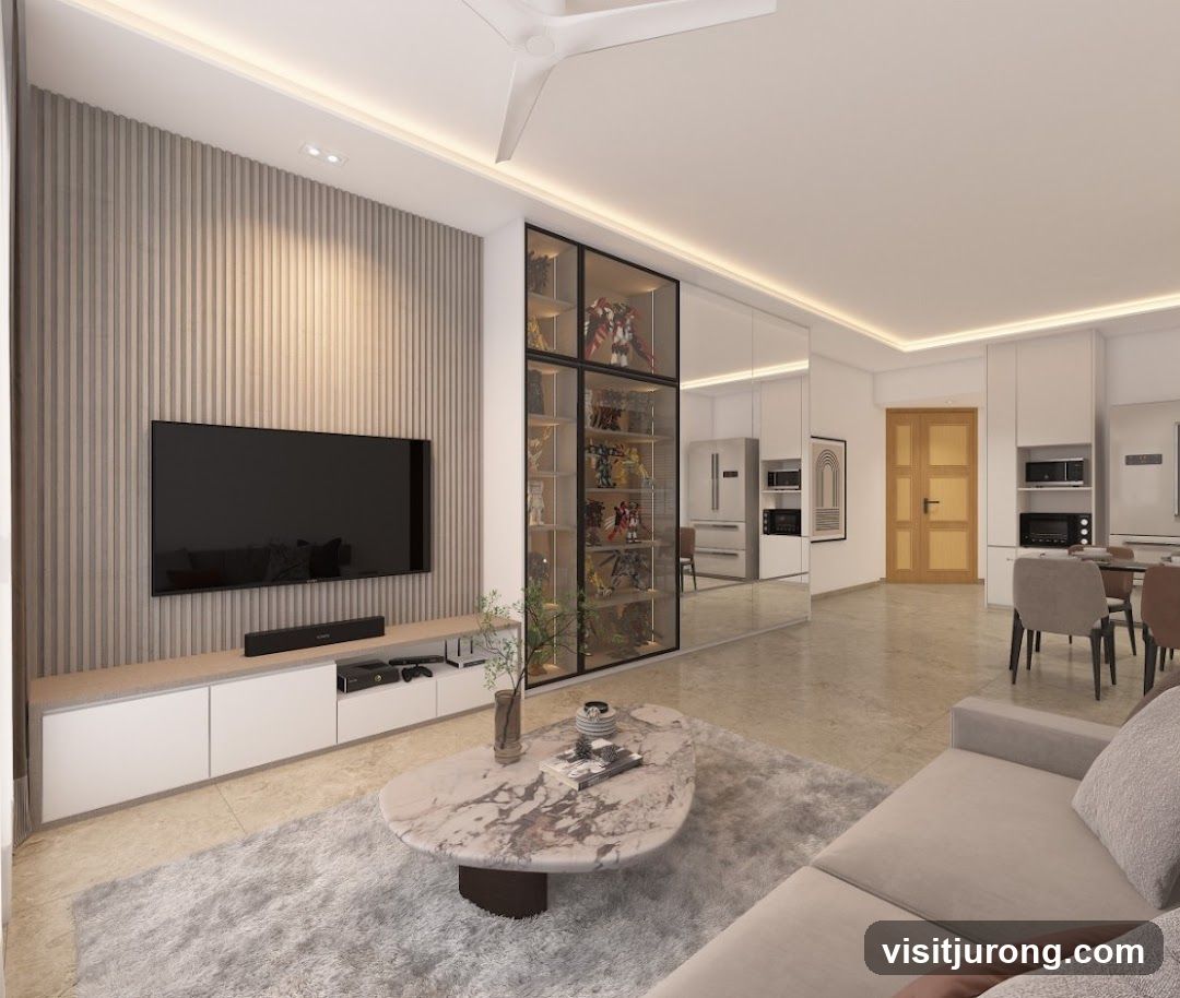 Modern Living Room with Display Cabinet