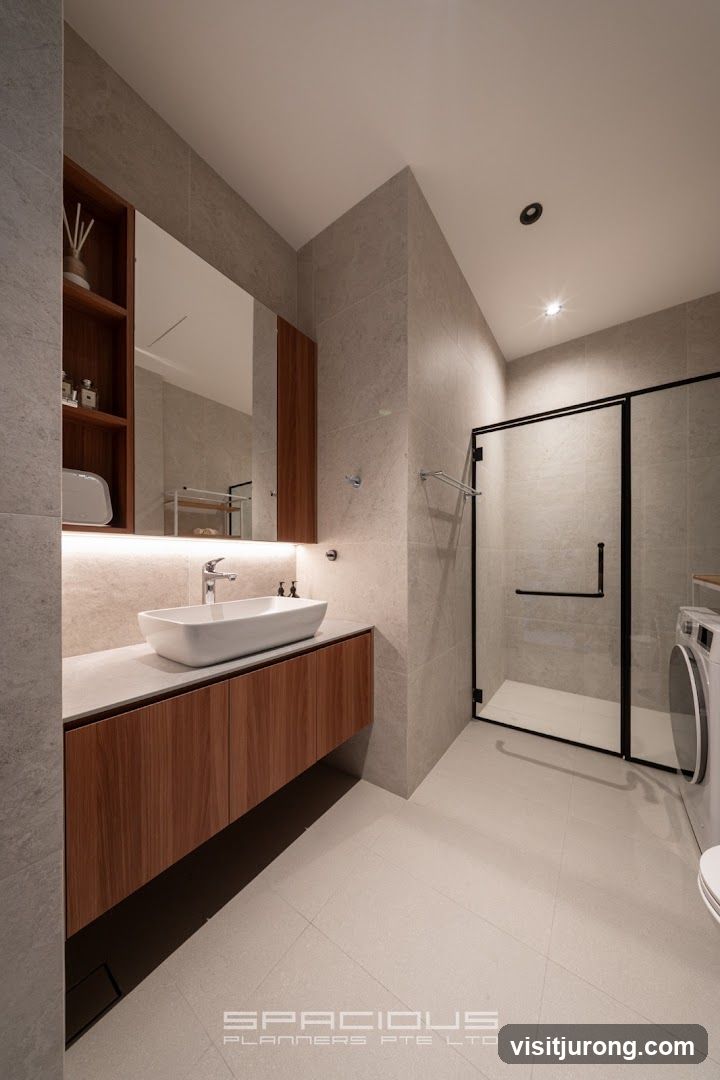 Modern Bathroom with Floating Vanity and Glass Shower