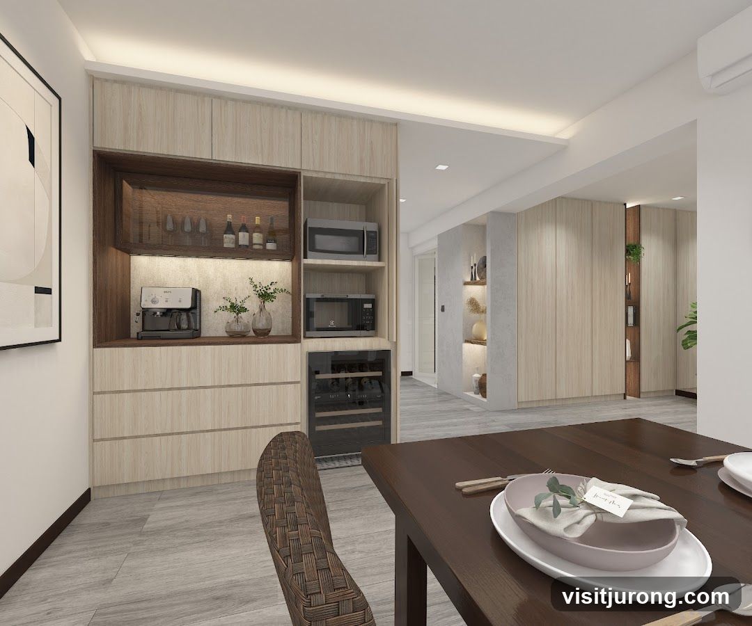 Modern Dining Room with Built-in Bar