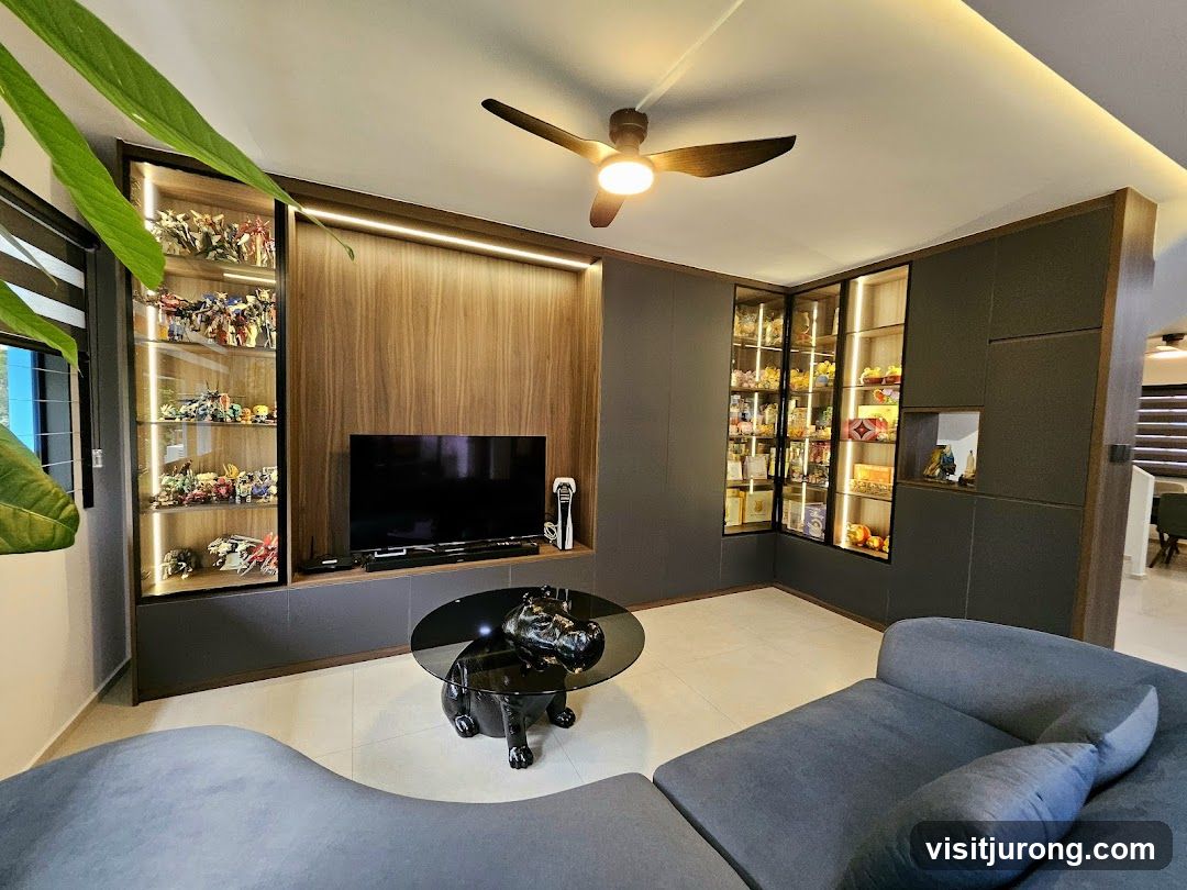 Modern Living Room with Display Cabinets