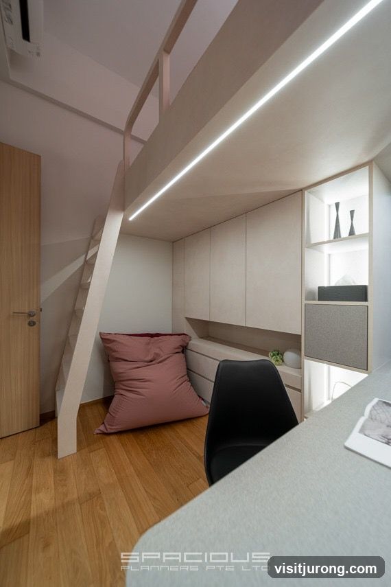 Modern Loft Bedroom with Integrated Storage