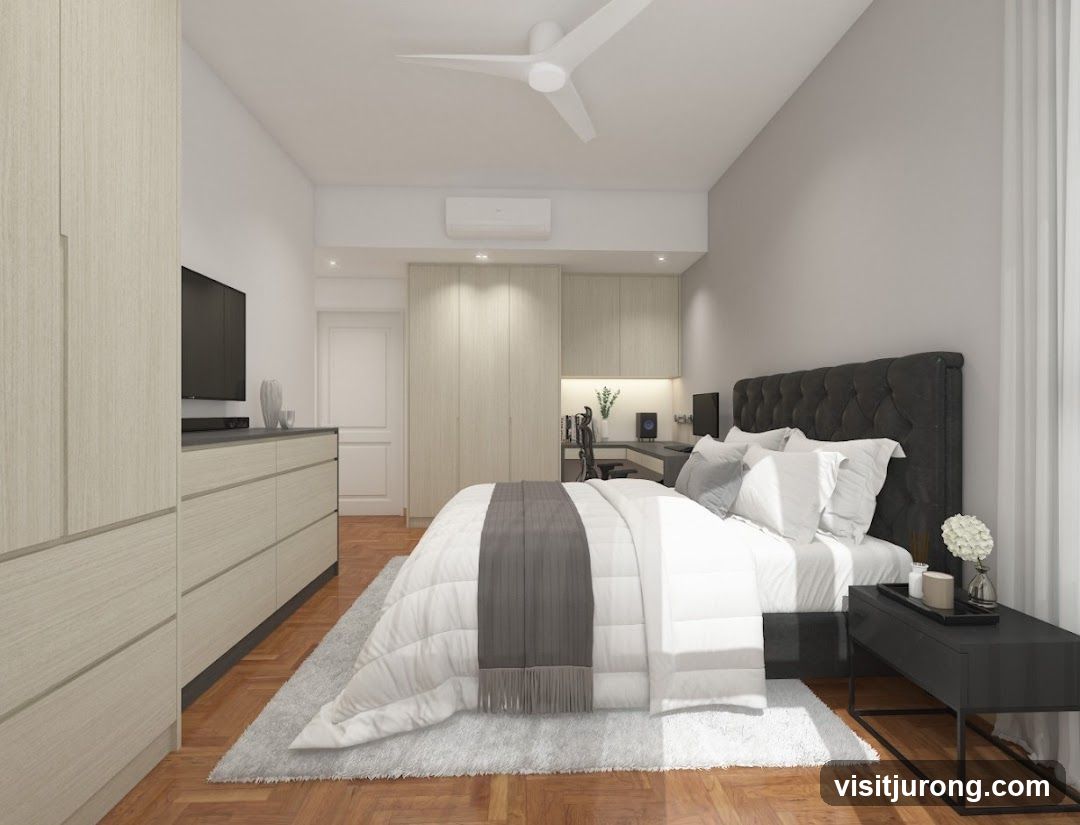 Modern Bedroom with Study Area