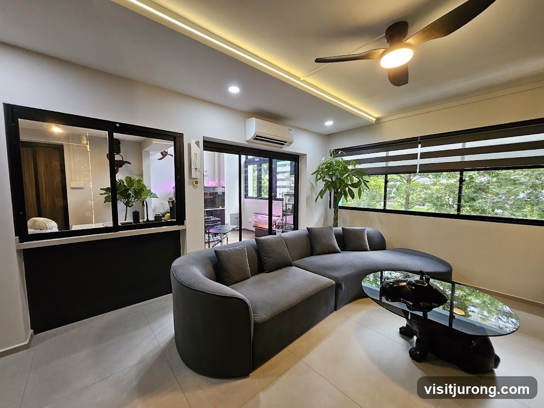 Modern Living Room with Curved Sofa