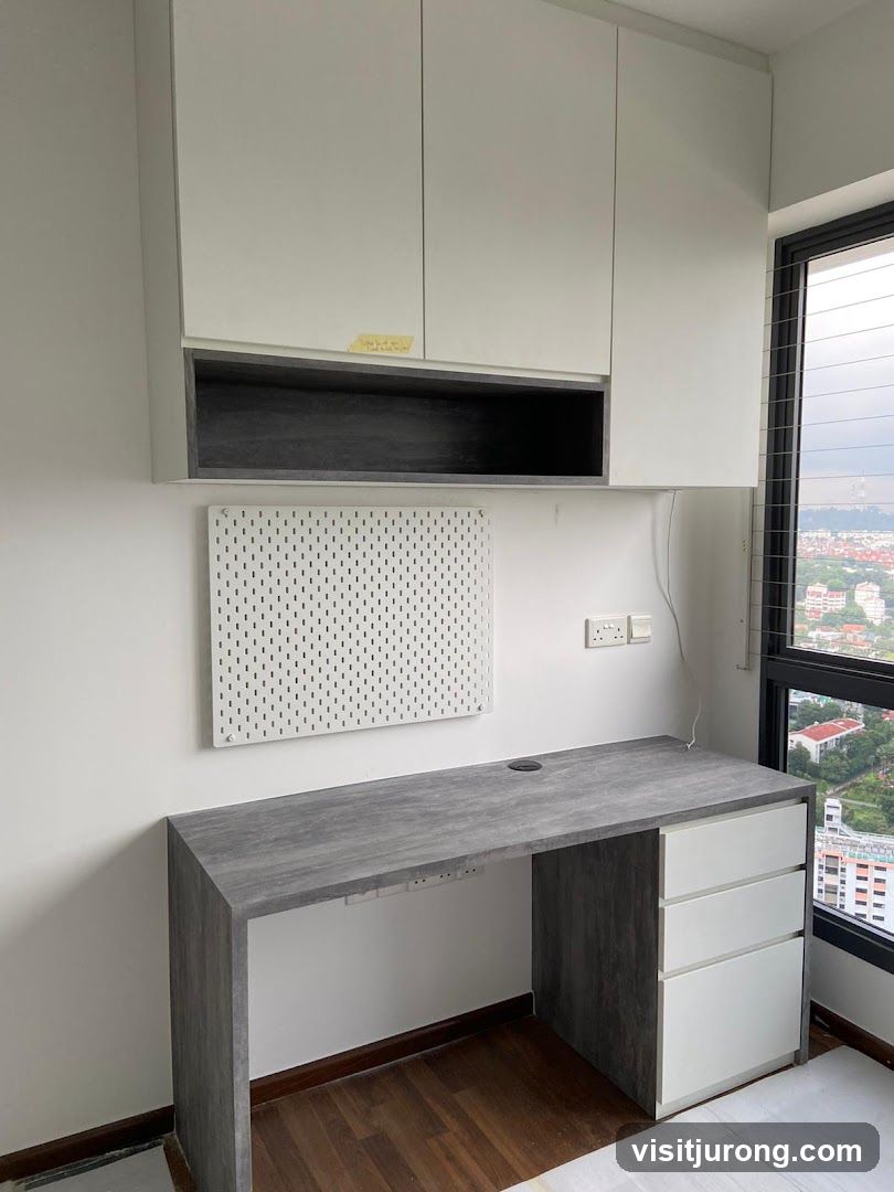 Modern Desk and Cabinet Setup