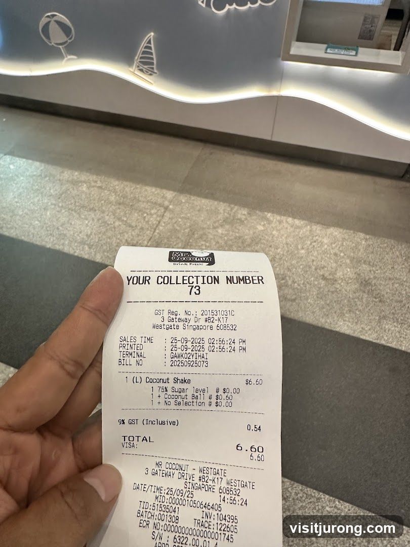 Receipt from Mr Coconut