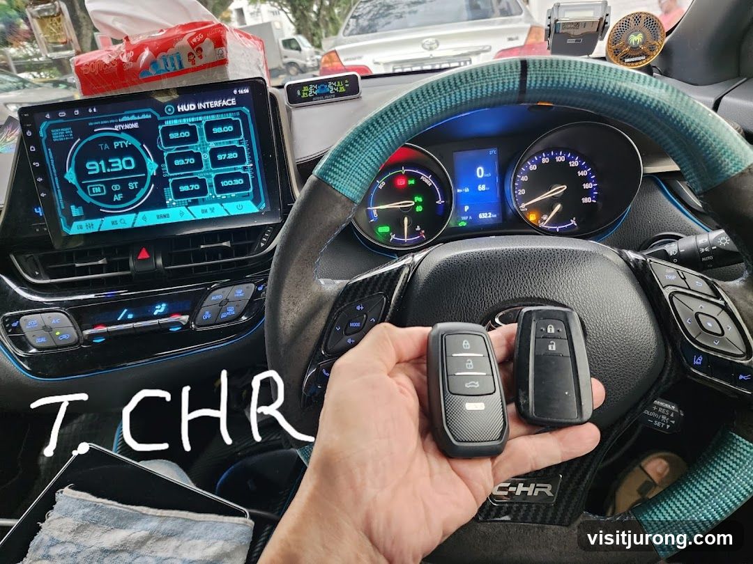 Car Interior with HUD Display and Keys